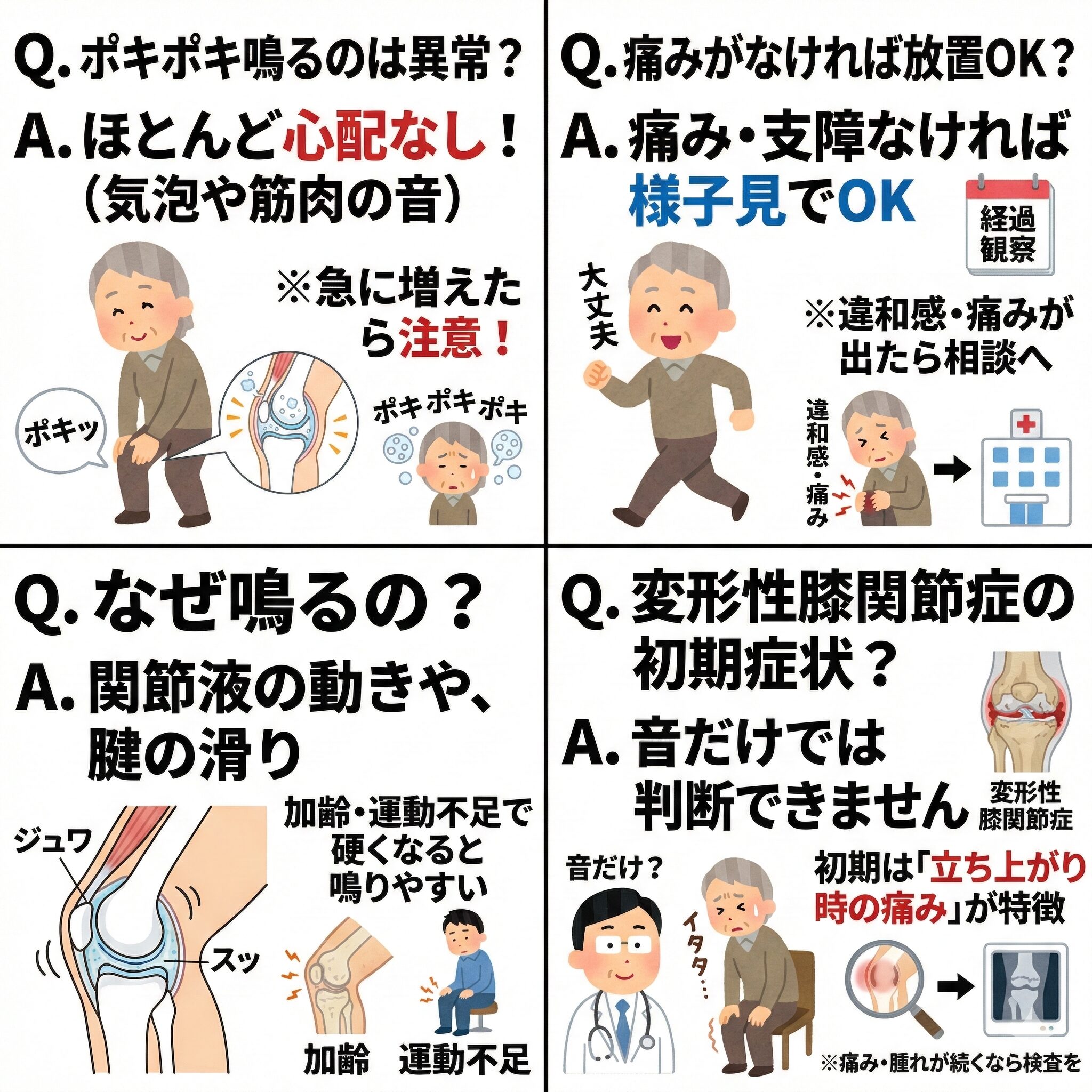 膝がポキポキ鳴るのはなぜ？痛みなしでも潜む病気リスクと最新予防策