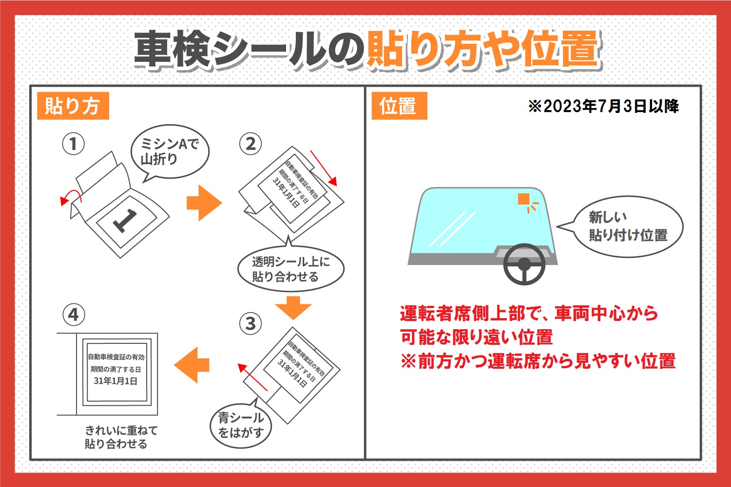 車検証シールの貼り方新ルール徹底解説！貼る場所や手順・罰則まとめ