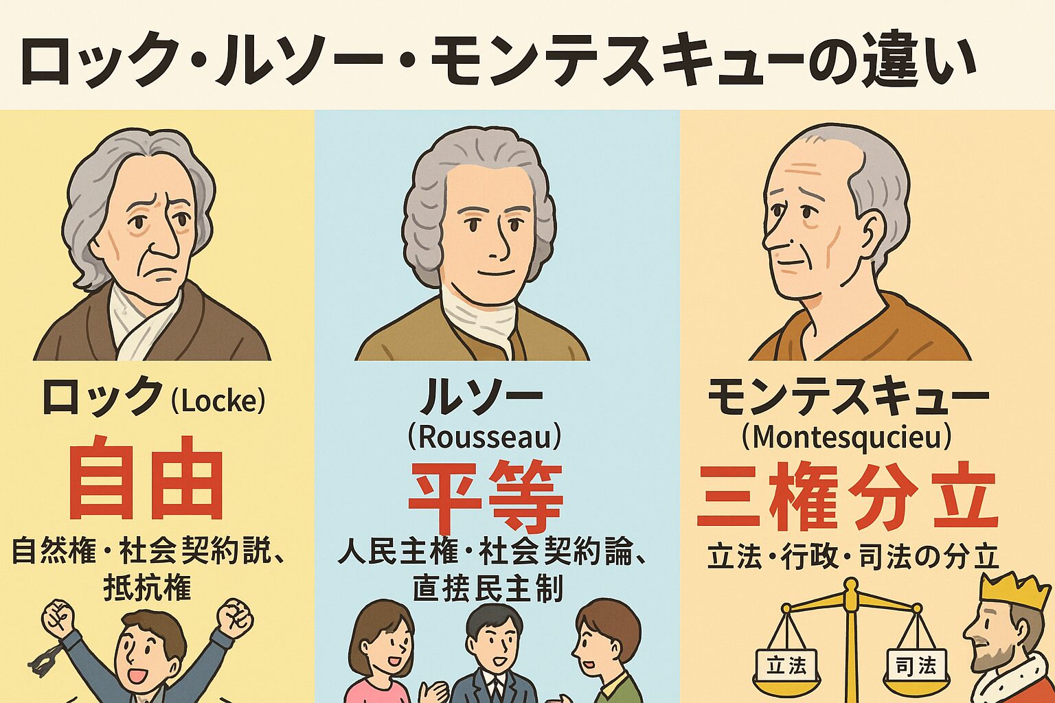 ロック・ルソー・モンテスキューの覚え方！テストで迷わない裏ワザ徹底解説